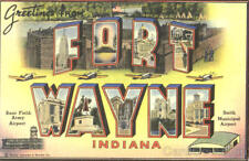 1945 Greetings From Fort Wayne,IN Allen County Large Letter Indiana Postcard picture