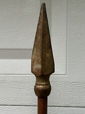 Early Antique Wood Spear House Flag Pole 6’ Tall Possible Odd Fellow Shape Spear picture