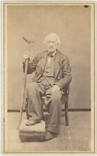 Crippled Elderly Man With Crutch Waldoboro, Maine 1860s CDV Carte de Visite X689 picture