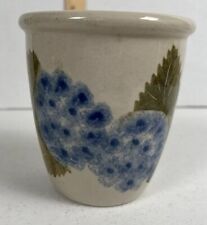 Hydrangea Wall Pocket Vase Planter Gray Pottery Blue 5” Tall picture