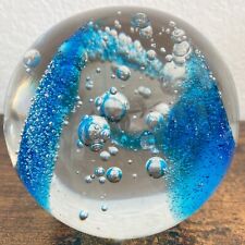 XL Blue Turquoise Teal Murano Blown Art Glass Sphere Control Bubble 14