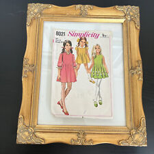 Vintage 1970s Simplicity 8021 Girls Mod Pintucked Dress Sewing Pattern 10 CUT picture