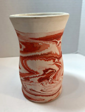Nemadji Pottery Vase Indian Pottery Red Swirl Handmade Clay 6 1/4