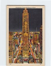 Postcard Rockefeller Center Buildings at Night Radio City New York City New York picture