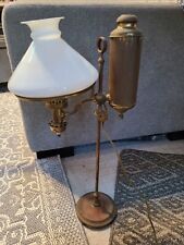 ANTIQUE 19th CENTURY VICTORIAN BRASS STUDENT LAMP AND SHADE Vintage old picture