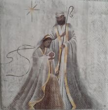 2 individual Paper Decoupage BEVERAGE NAPKINS - NATIVITY CHRISTMAS JESUS BIRTH picture