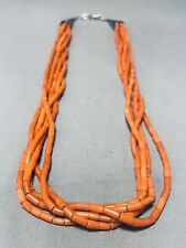 ONE OF THE FINEST VINTAGE SANTO DOMINGO TUBED CORAL STERLING SILVER NECKLACE picture