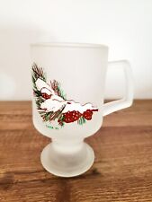 Tiara 1985 Vinage Christmas Holiday Frosted Pedestal Coffee Tea Mug Cut Handle picture