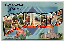 Large Letter Greetings From Washington WA Postcard A4660 picture