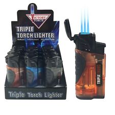 12 PACK Triple Jet Torch Lighter Adjustable Flame W/ Cigar Puncher BK picture