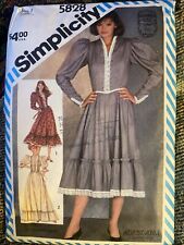 Vintage 1982 Simplicity 5828 Gunne Sax Dress Size 8, Uncut FF picture