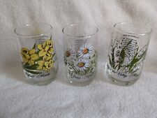 Vintage Brockway Flower of the Month Glasses Set of 3 (Mar, Apr, May)  NICE picture