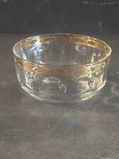 Vintage Arcoroc France Valencia Crystal Bowl Gold Trim & Green Diamonds picture