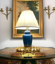 Lamp Dark Blue Porcelain with Golden Accent & Base Vintage Lighting Decor picture