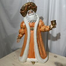 15”T Orange/White Santa Hand Painted Ceramic Figure picture