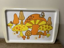1970s Mushroom Party Tray Ivory Brown Orange Yellow Butterfly Vintage Retro picture