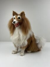 Vintage Collie Dog Realistic Handmade Statue Figurine Soft Realistic Fur Kitschy picture