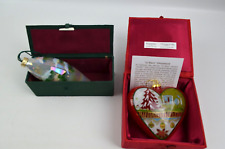 Lot of 2 Li Bien Hand-Painted Glass Christmas Ornaments 1 Is Heart-Shaped 2008 picture