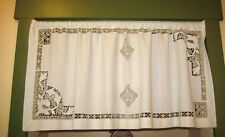 Vintage farmhouse cottagecore shabby chic embroidered floral white cafe curtain picture