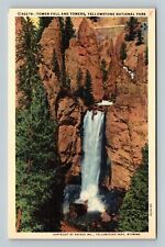 Yellowstone National Park WY, Tower Fall & Towers, Wyoming Vintage Postcard picture