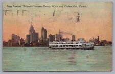 Ferry Steamer Britannia Between Detroit USA And Windsor Ontario Canada Postcard picture