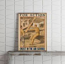 Photo: For action enlist in the Air Service, WWI, Photo of War Poster, Recruitin picture