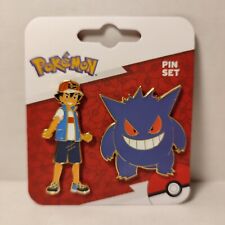 Pokemon Gengar And Ash Ketchum Enamel Pins Set Official Nintendo Collectibles picture