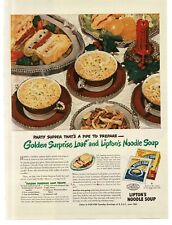 1946 Lipton's Noodle Soup with Golden Surprise Loaf recipe Vintage Print Ad picture