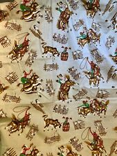 Western Cowboy Horses Broncos Vintage Cotton Fabric, 36” wide x 3 yards picture