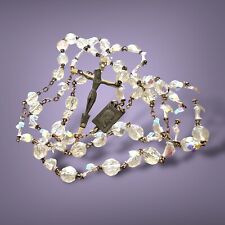 Catholic Rosary Paulus Pont Max VI Iridescent Glass Crystal Faceted Beads picture