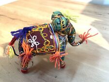 Hand-Crafted Anglo Raj Vintage Stuffed Cotton Embroidered Elephant India picture