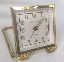 Vintage Phinney-Walker Travel Alarm Semca Wind Up Clock Co. Germany Gold Tone picture
