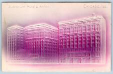 1910's CHICAGO ILLINOIS AUDITORIUM HOTEL ANNEX PINK AIRBRUSHED EMBOSSED POSTCARD picture