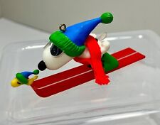 Vtg Hallmark Snoopy & Woodstock Skiing Christmas Keepsake Ornaments Ski Jumping picture