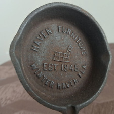 Vintage Advertising Haven Furniture Florida Miniature Cast Iron Skillet Ashtray picture