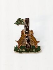 Coon Hunter Lapel Pin Dogs Barking at Racoon up a Tree Vintage Hat Pin  picture