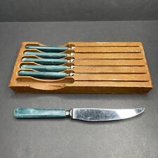 Antique c1930s Sheffield Premier Kitchen Knife Set Of 6 Bakelite Handles UNUSED picture