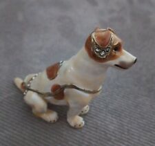 Kubla Crafts Sitting Jack Russell Dog Jeweled Enamel Hinged Trinket Box picture