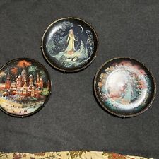 3 Tianex Bradex Russian Legends Fairy Tale Porcelain Plates 18k Gold W Hangers picture