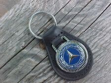 BLUE MERCEDES BENZ GRAIN LEATHER KEY FOB VINTAGE NOS CUSTOM-MADE TOP-QUALITY picture