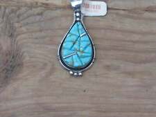 Handcrafted Authentic Navajo Sterling Silver #8 Turquoise Pendant by Alice McShi picture