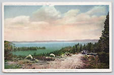 Postcard California State Highway Around Emerald Bay 1918, Antique Car A823 picture
