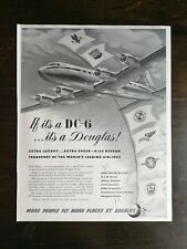 Vintage 1948 Douglas DC-6 Airplane Full Page Ad picture