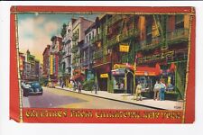 Greetings From Chinatown New York Chop Suey Chow Mein Restaurant Linen Postcard  picture
