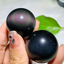 100g 2pcs Rare Natural Colored Obsidian Crystal Ball Quartz Crystal Energy Ball picture
