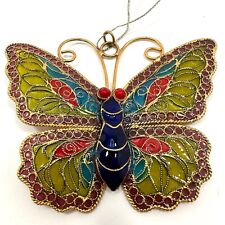 Vintage Cloisonne Glass Butterfly  Christmas Ornament Suncatcher 3 1/2