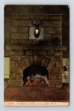 Postcard NY Darts New York Fire Place At Dart's Camp c1910s Adirondacks G35 picture