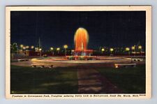 Sault Ste Marie MI-Michigan, Fountain in Government Park, Vintage c1948 Postcard picture