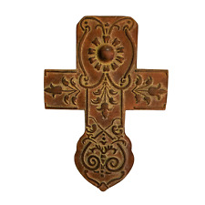 Vintage Brown Rustic Distressed Decorative Heavyweight Wall Cross Crucifix Décor picture