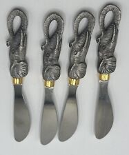 Vintage Arthur Court Set Of Four Elephant Head Pattern Cheese Spread Knives picture